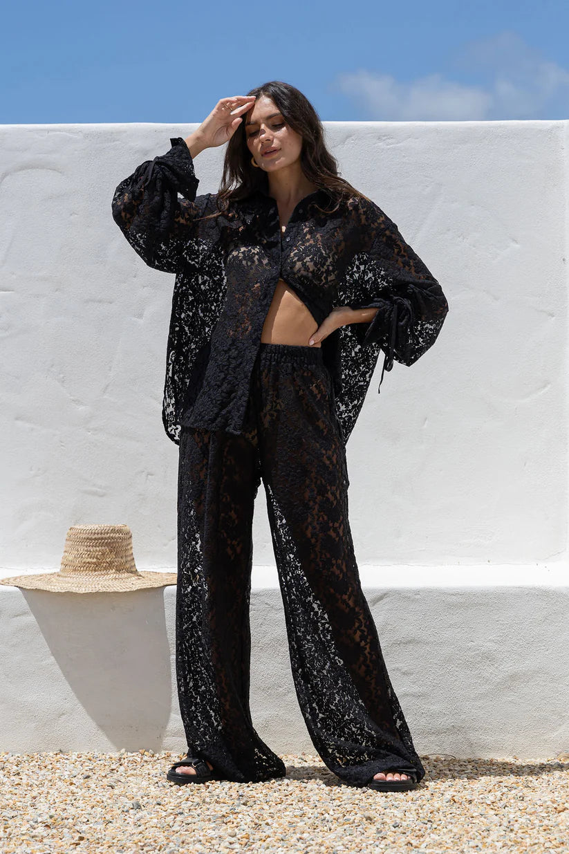 Black Lace Pant lightweight front outfit view