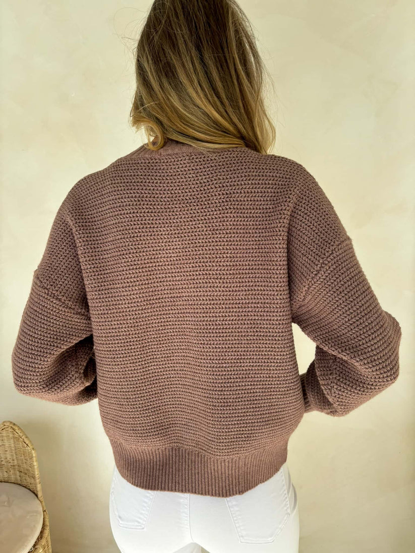 brown chunky knit back