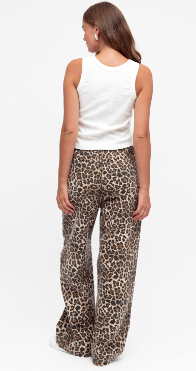Animal print denim jeans with a bold and fierce design for statement style