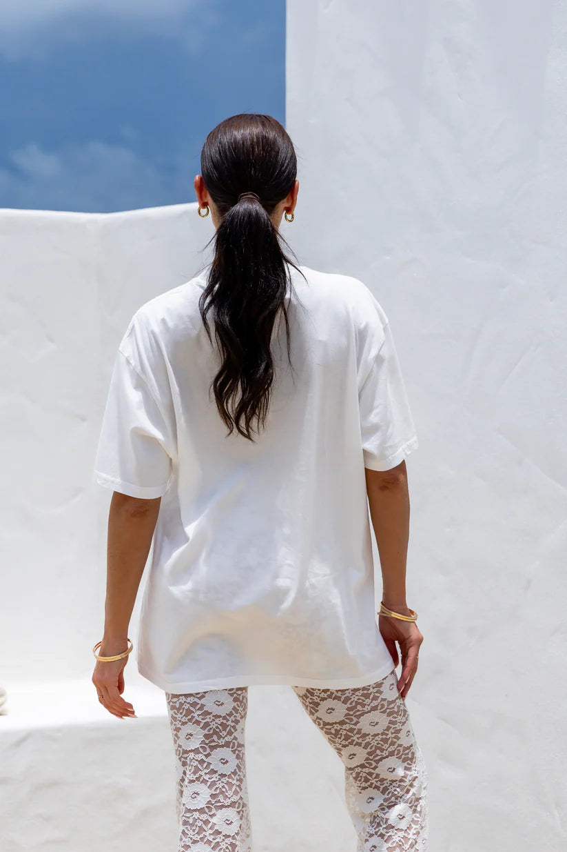 white shirt with boots and martini