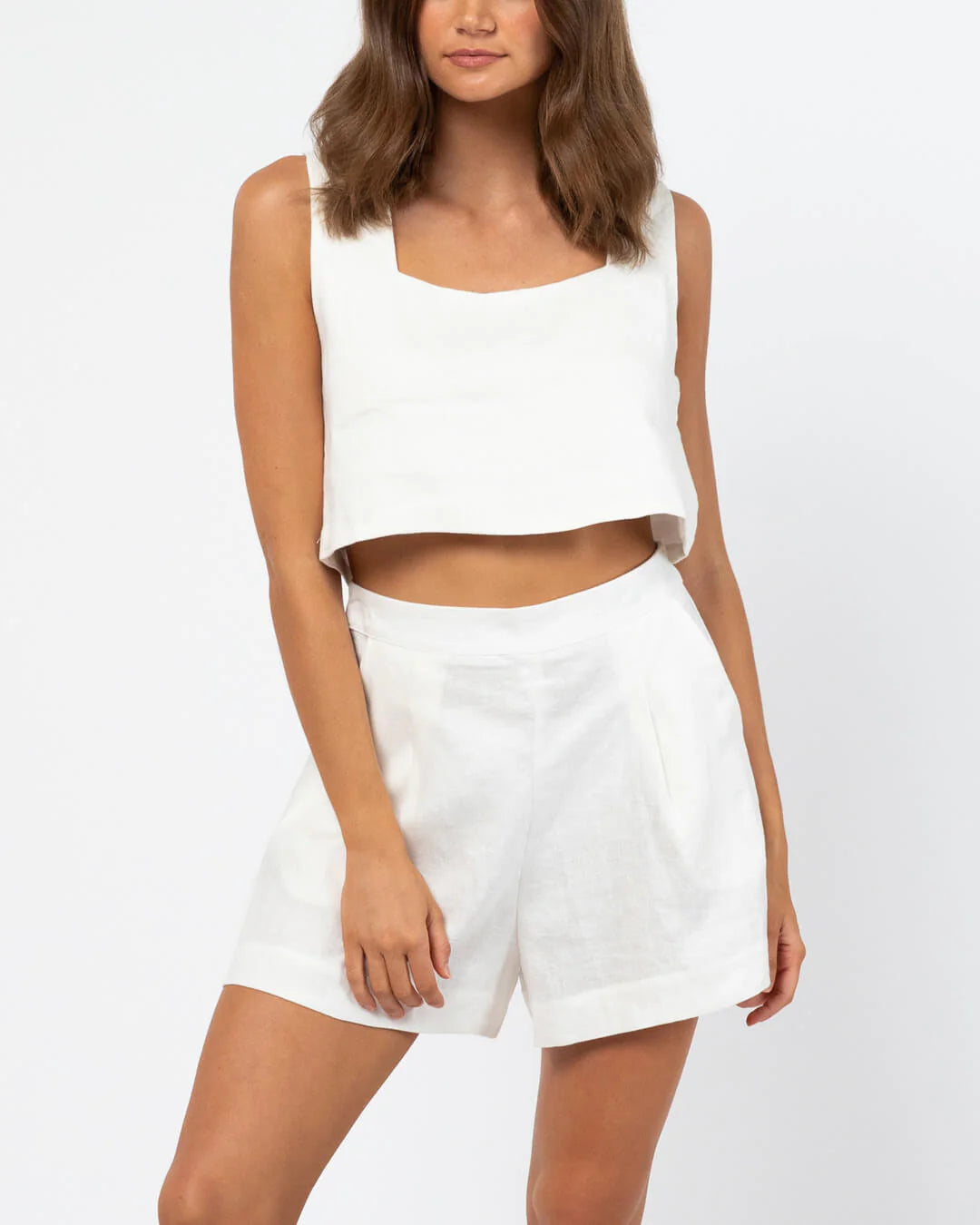 Lightweight linen co-ord shorts for comfortable summer styling set.