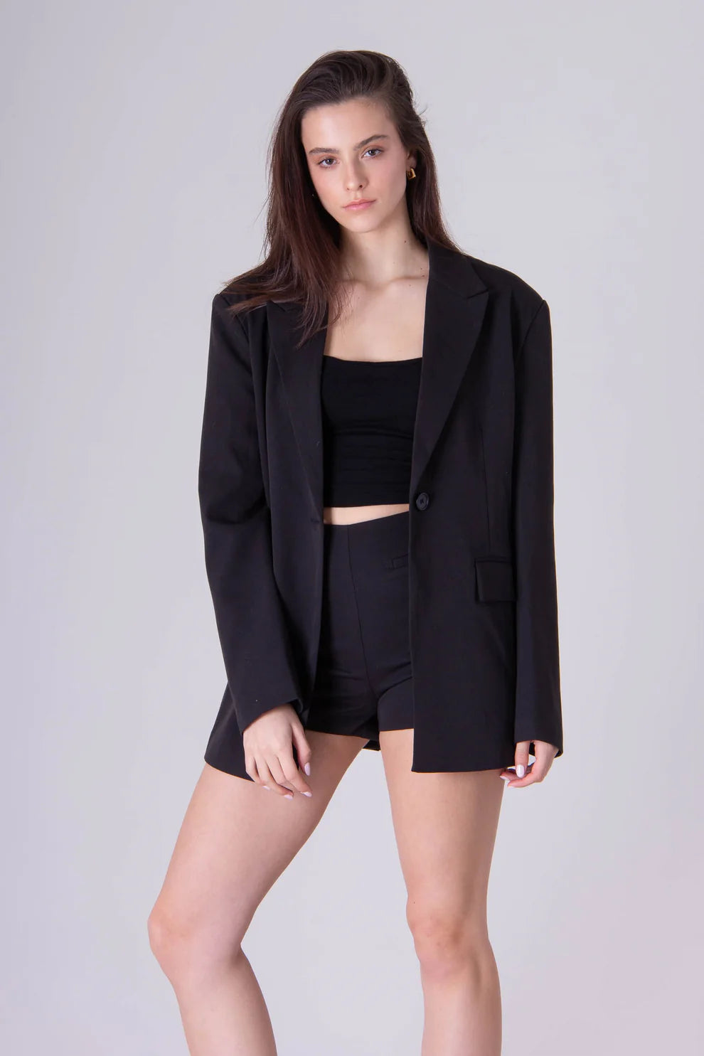 black blazer oversize boyfriend front view