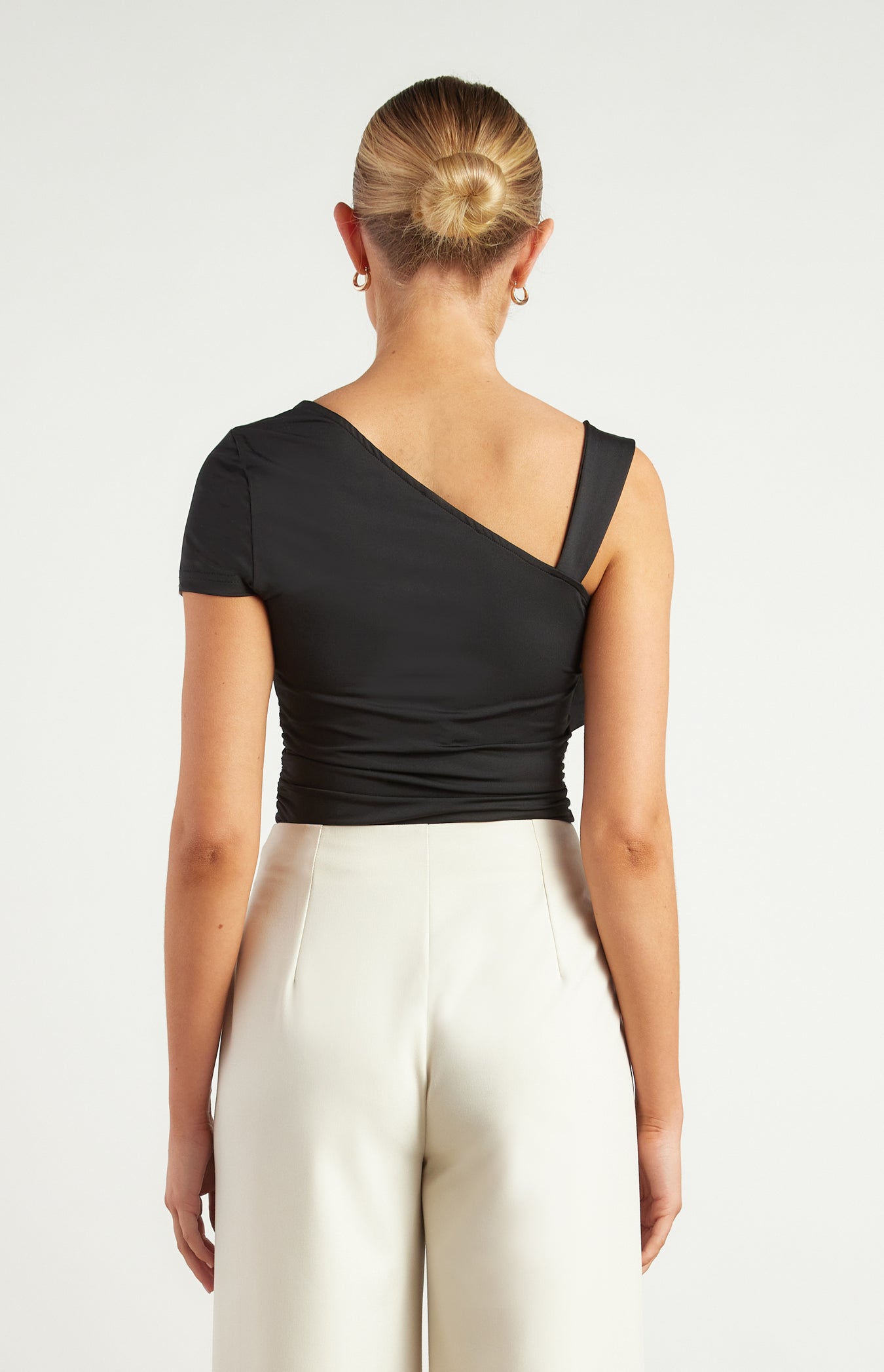black top with buckle close up back view